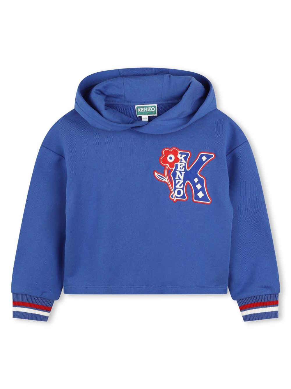 Kenzo Kids logo刺绣棉连帽衫 - 蓝色