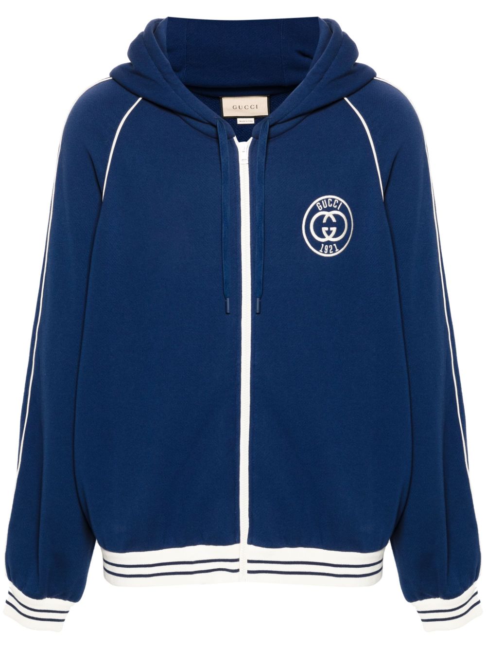 Gucci 标贴棉连帽衫 - 蓝色