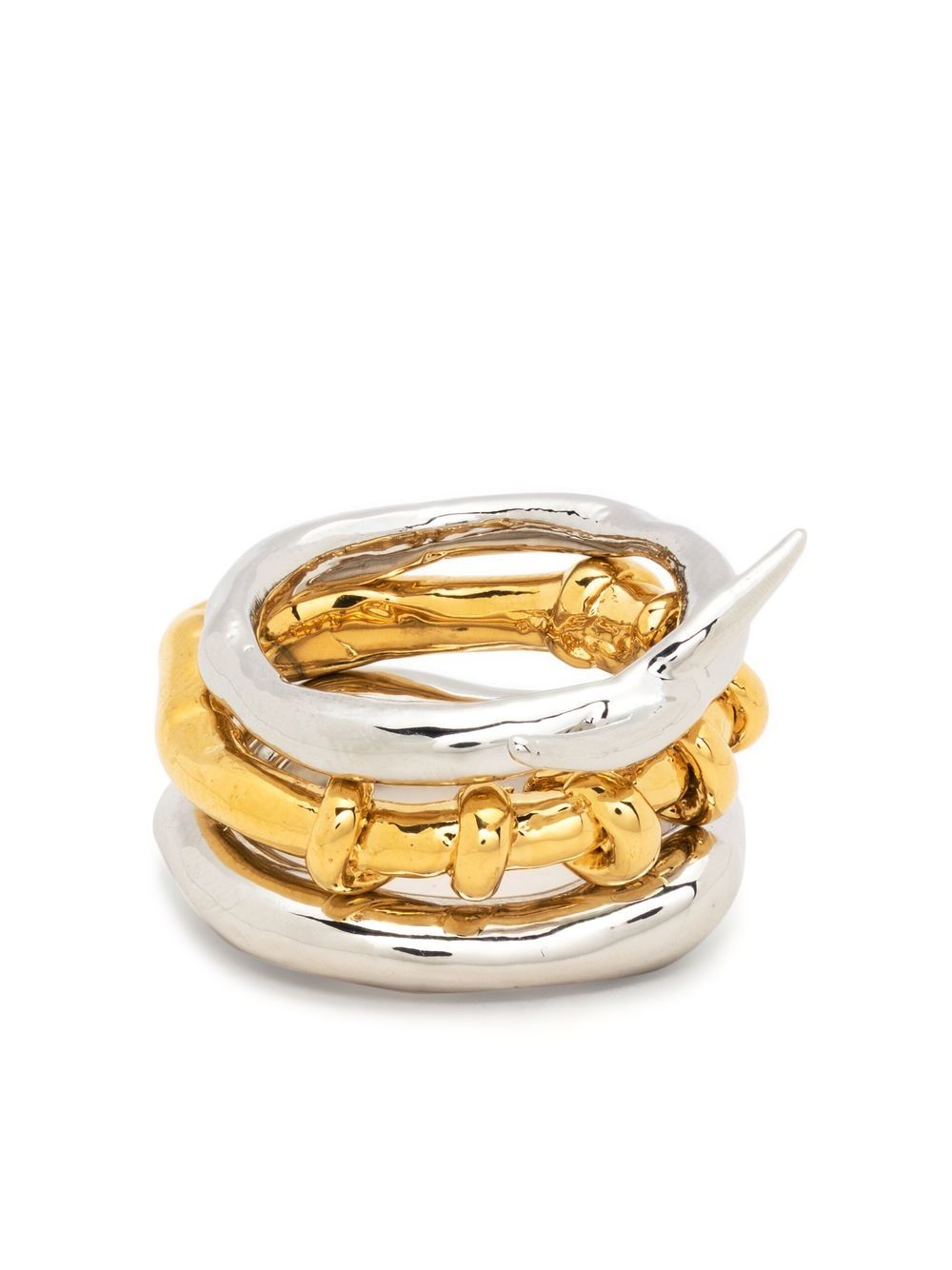 Vann Jewelry Three-Layer 层搭戒指 - 银色