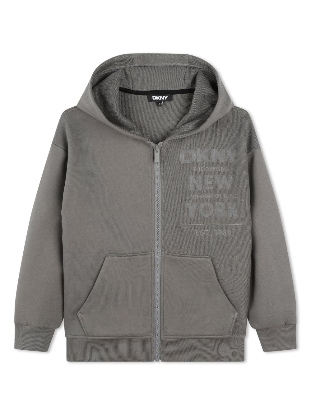 Dkny Kids logo刺绣连帽衫 - 灰色