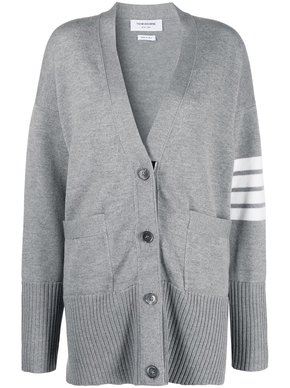 Thom Browne 四条纹超大款开衫 - 灰色