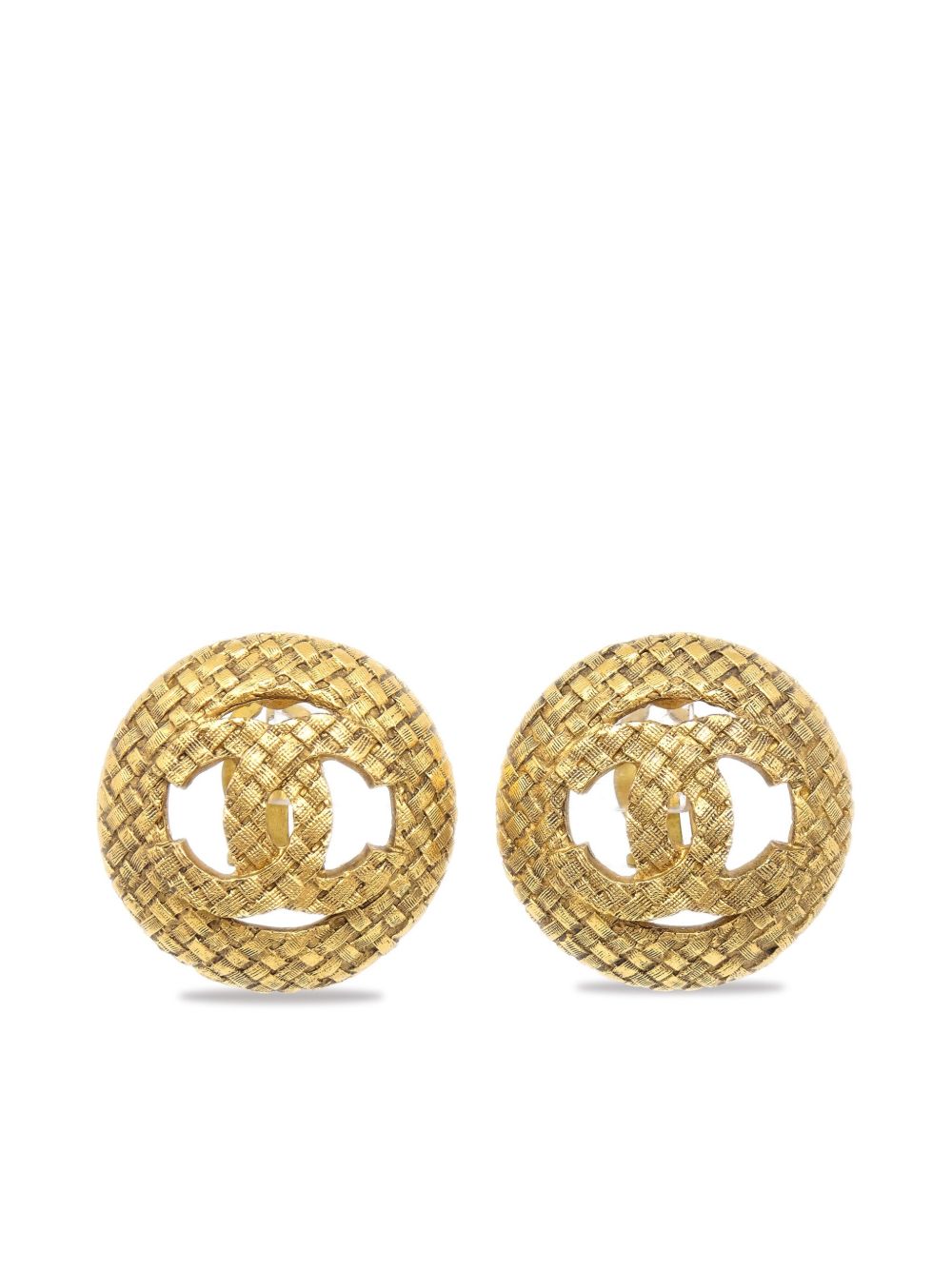 CHANEL Pre-Owned CC 夹扣式耳环（1980-1990年代典藏款） - 金色