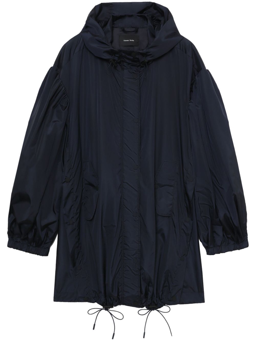 Simone Rocha 纽扣门襟梯形派克大衣 - 蓝色