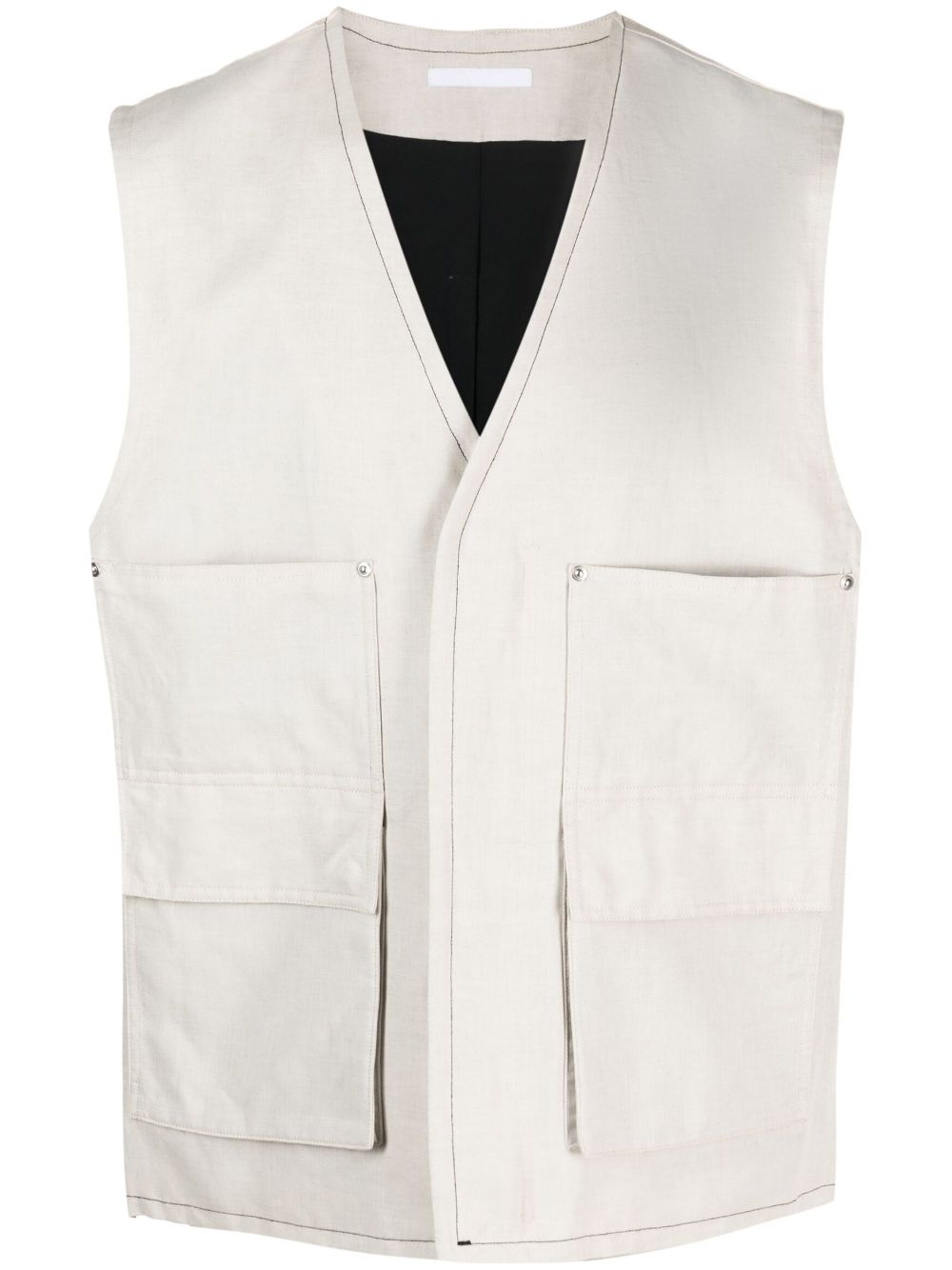 Helmut Lang 棉麻混纺工装马甲 - 中性色