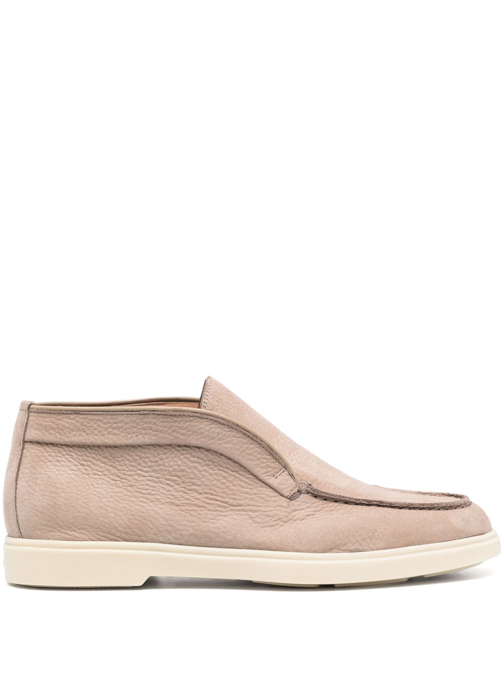 Santoni 纹理绒面皮乐福鞋 - 褐色