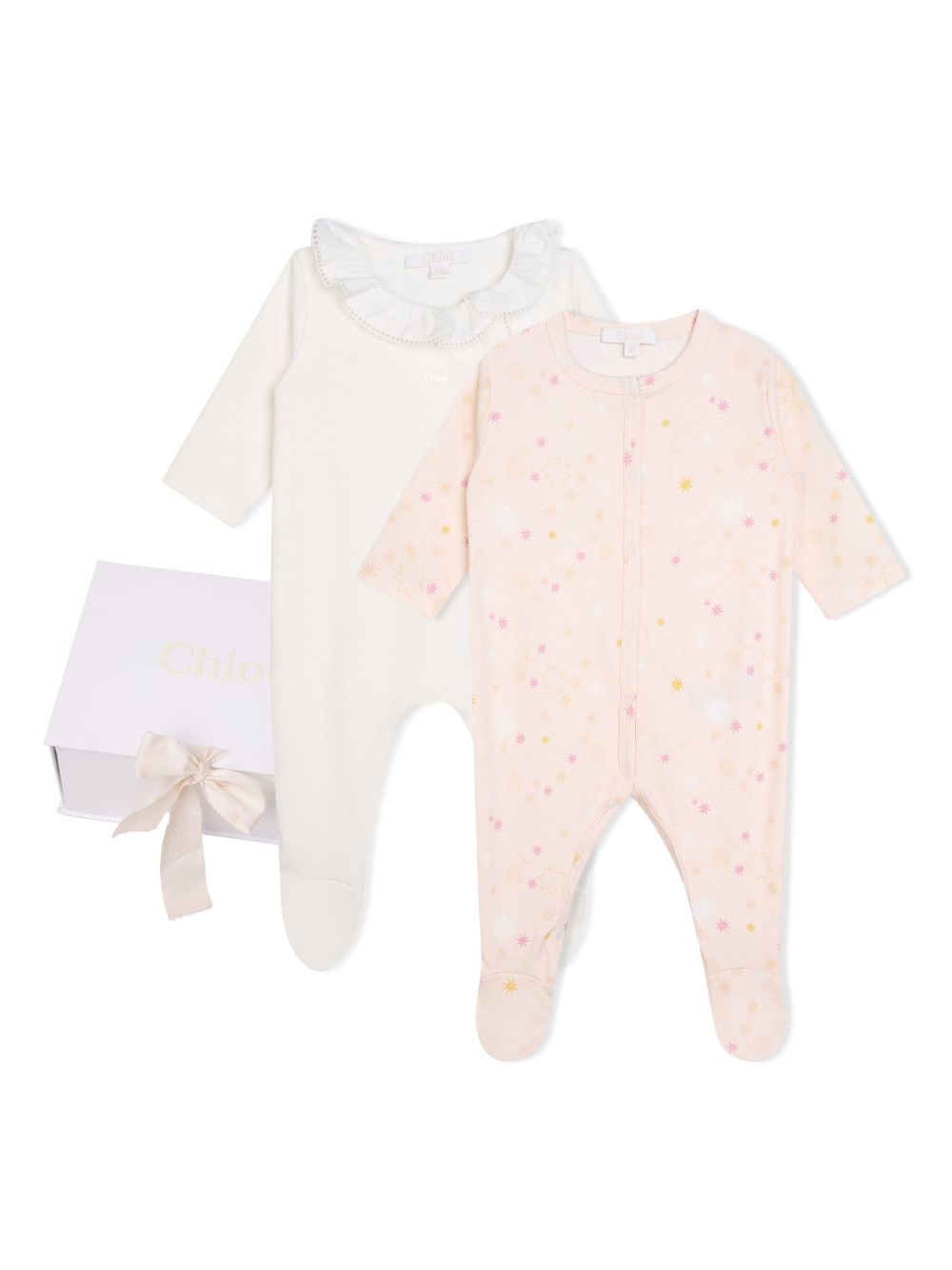 Chloé Kids 荷叶边细节睡衣套装（两件装） - 粉色