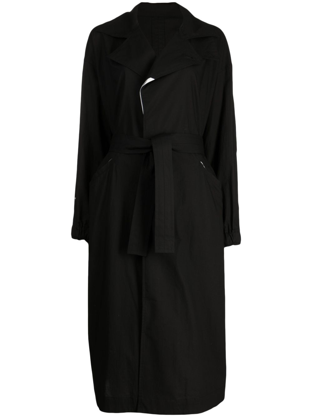 Yohji Yamamoto 束腰棉风衣 - 黑色