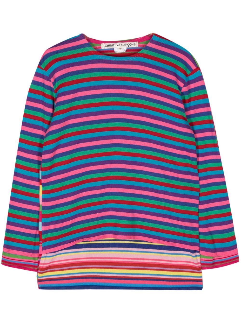 Comme Des Garçons 条纹分层式毛衣 - 粉色