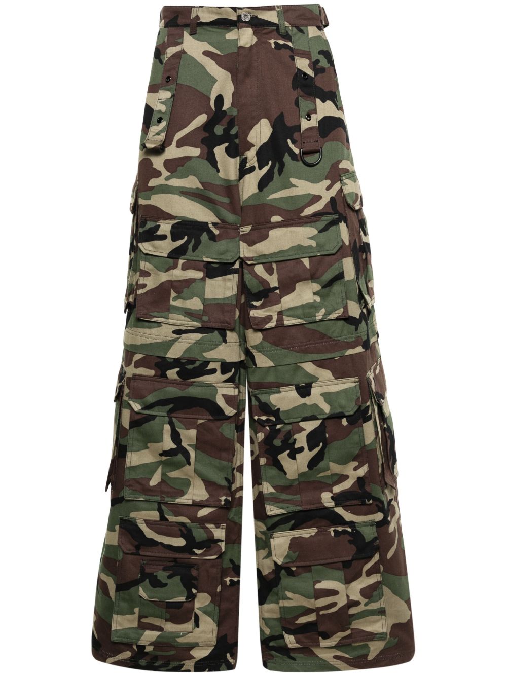 VETEMENTS 迷彩印花阔腿牛仔裤 - 绿色