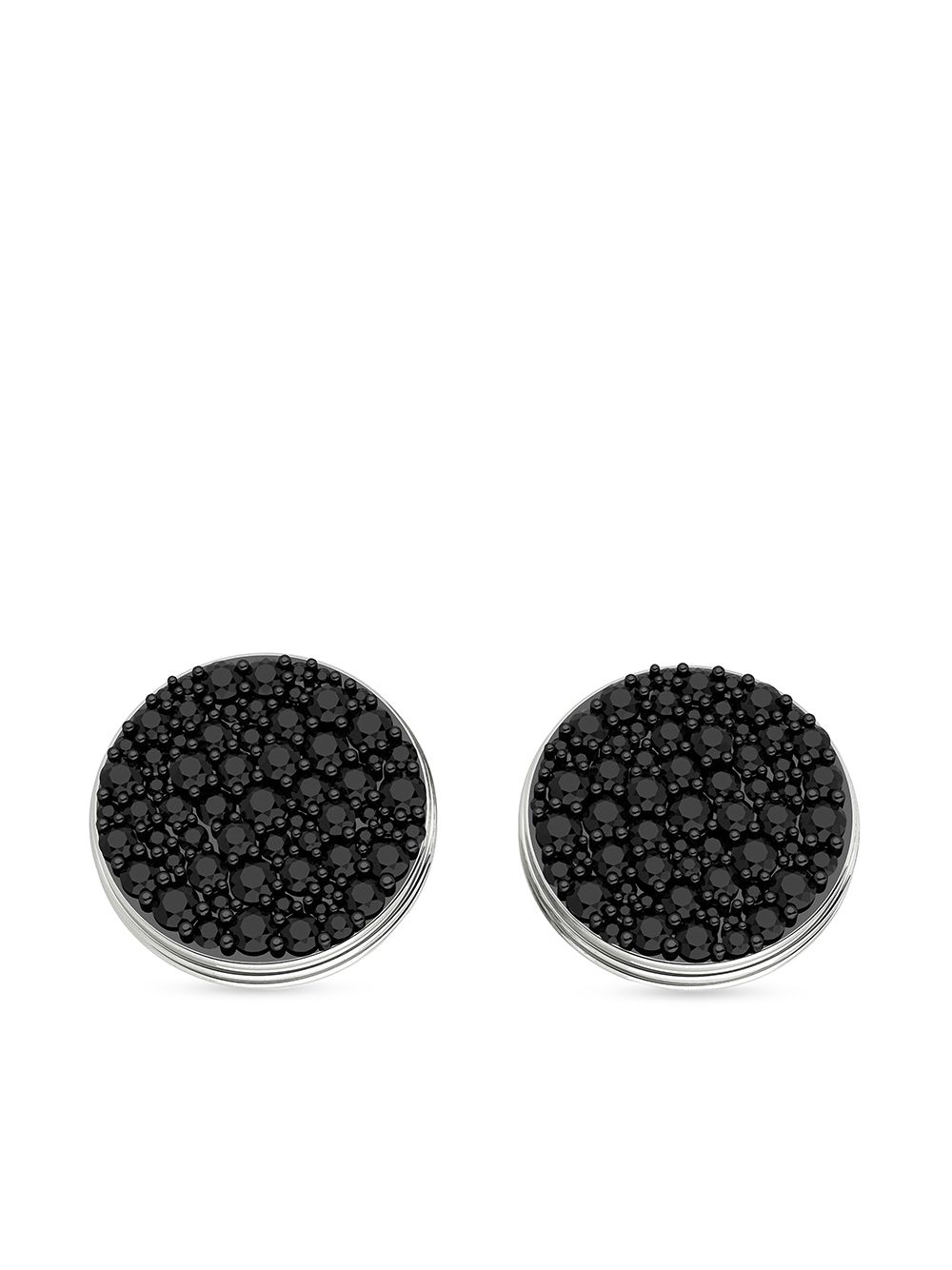 ALINKA BLACK CAVIAR 18K白金黑钻石耳钉 - 银色