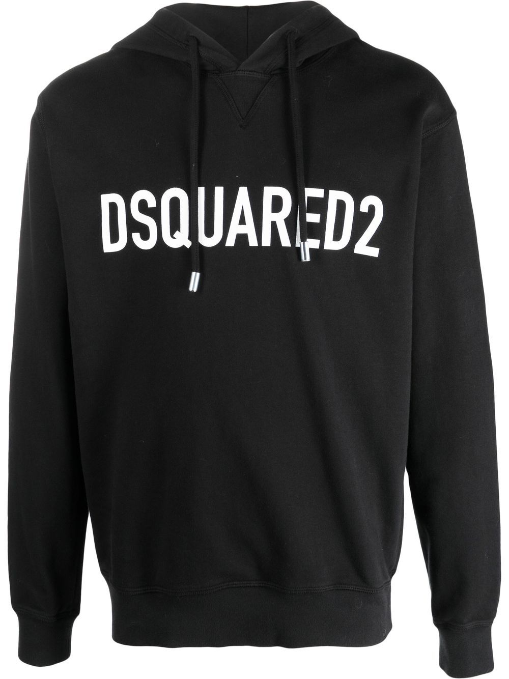 DSQUARED2 logo印花棉连帽衫 - 黑色