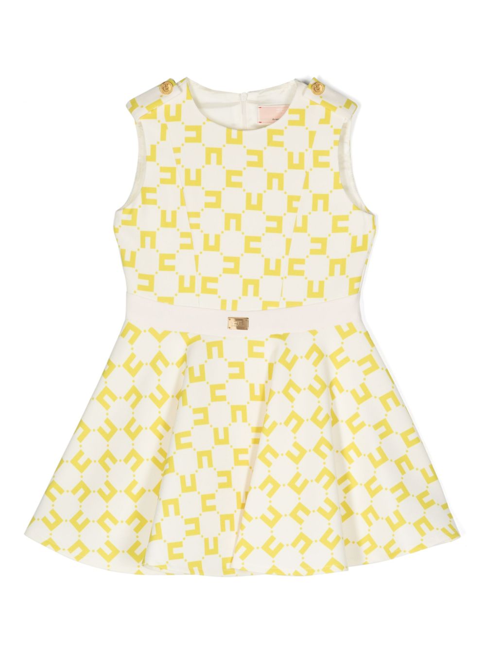 Elisabetta Franchi La Mia Bambina 经典logo印花无袖连衣裙 - 中性色