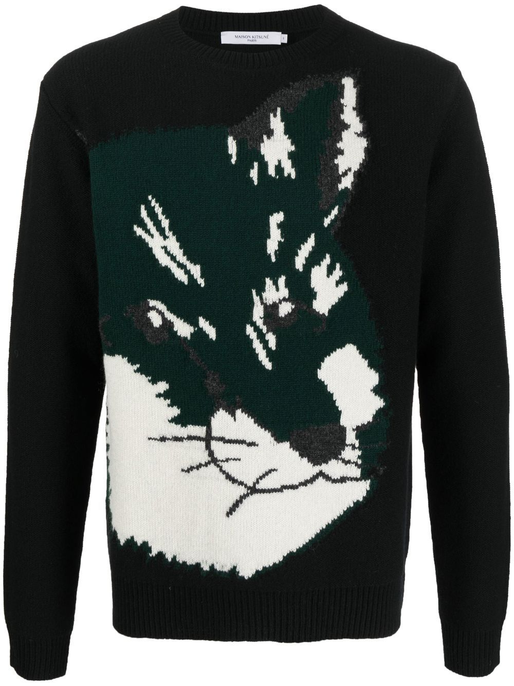 Maison Kitsuné Fox Head 提花毛衣 - 黑色
