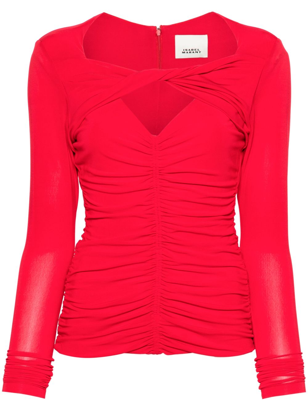 ISABEL MARANT Vandalia 褶饰罩衫 - 红色