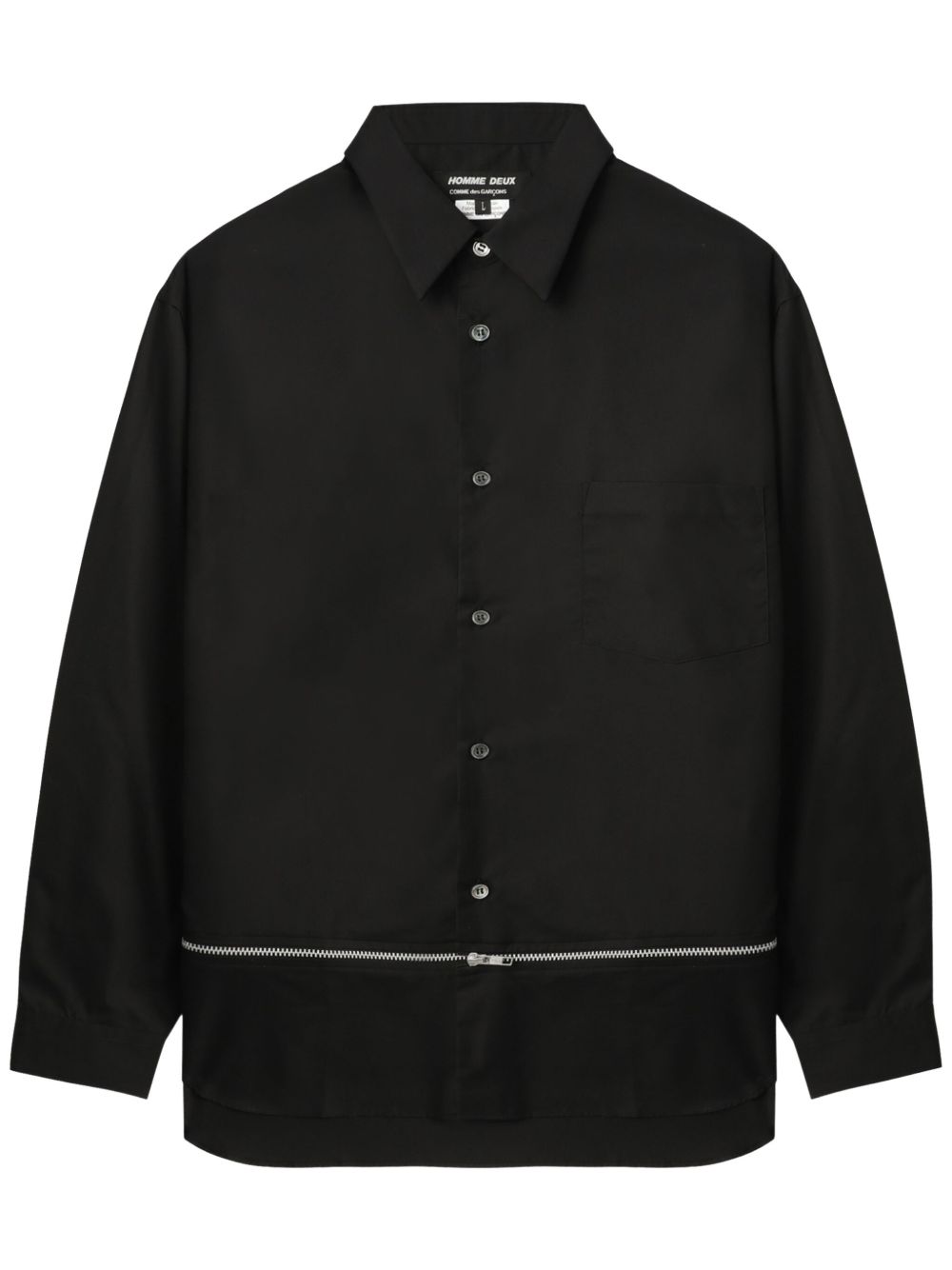 Comme des Garçons Homme Deux 拉链细节衬衫 - 黑色
