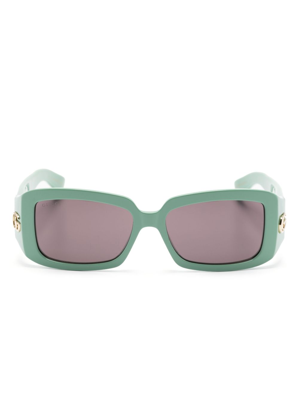Gucci Eyewear Double G 长方形镜框太阳眼镜 - 绿色