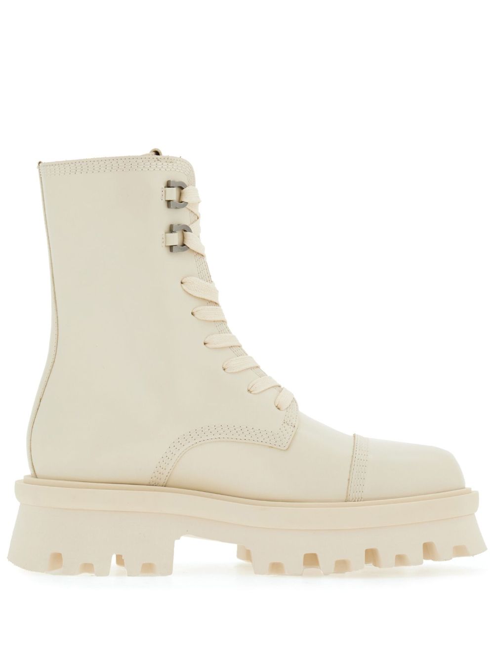 Ferragamo 系带皮质短靴 - 白色