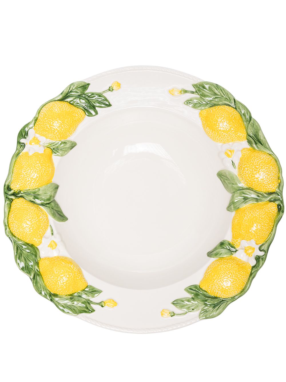 Les-Ottomans Lemon 手绘意大利面碗（28厘米） - 白色