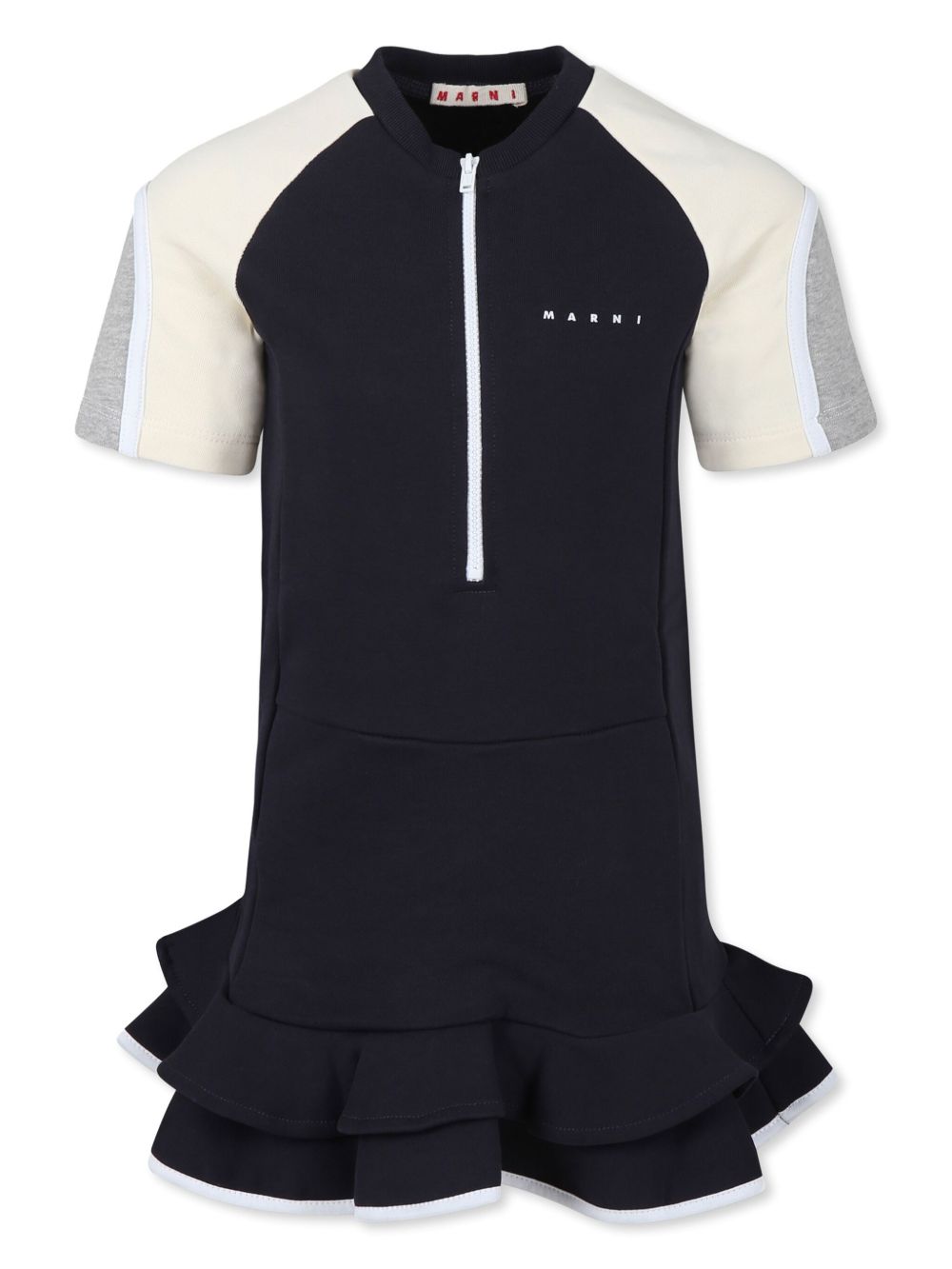 Marni Kids 拉链伞形连衣裙 - 蓝色
