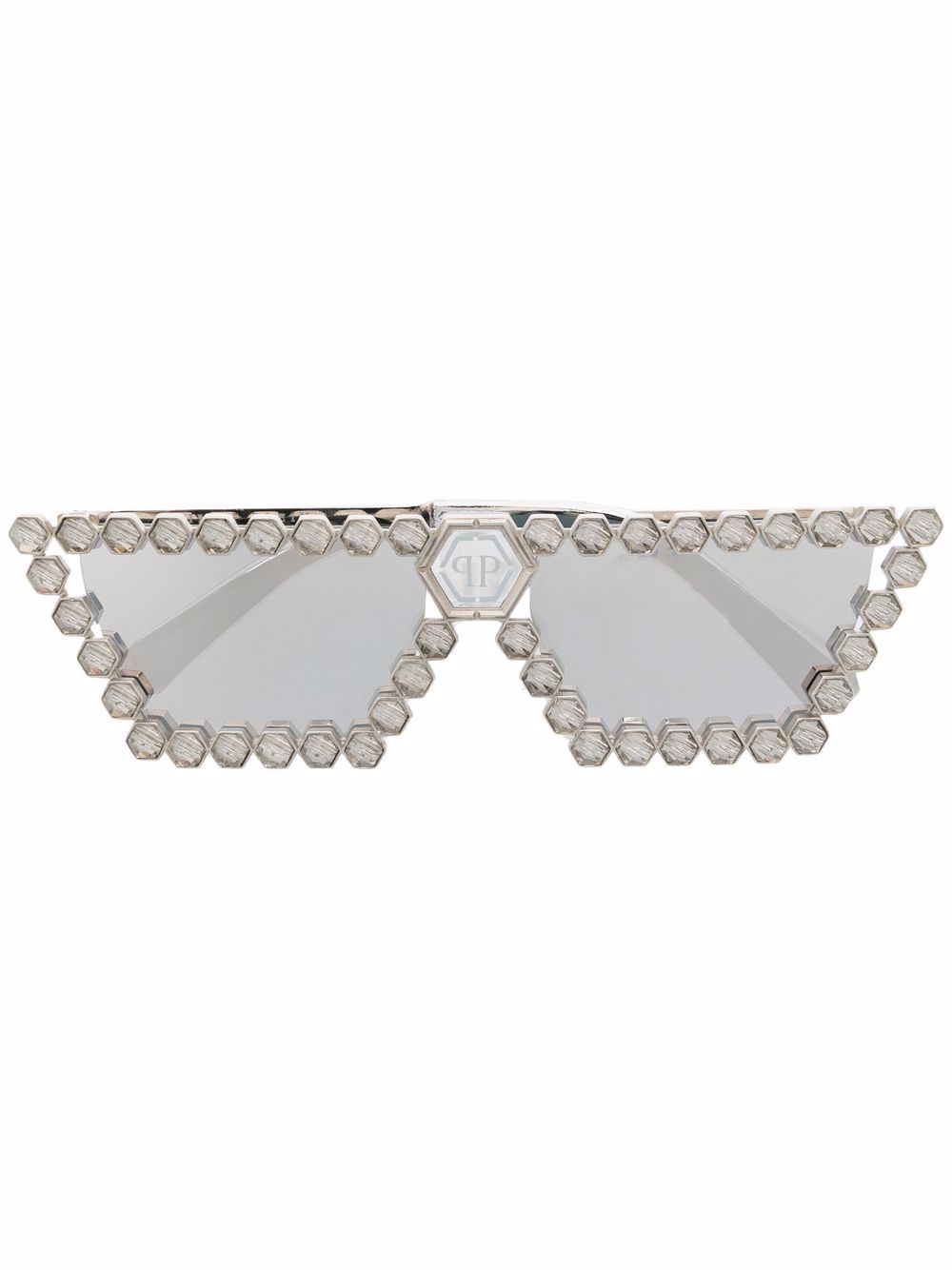 Philipp Plein 晶饰方框太阳眼镜 - 银色