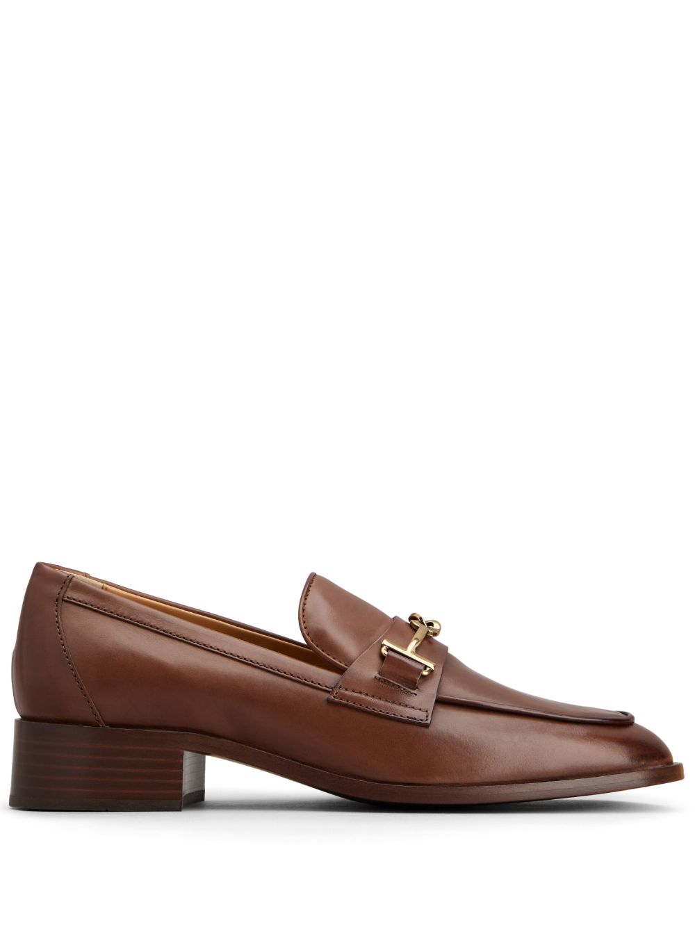Tod's logo标牌皮质乐福鞋 - 褐色