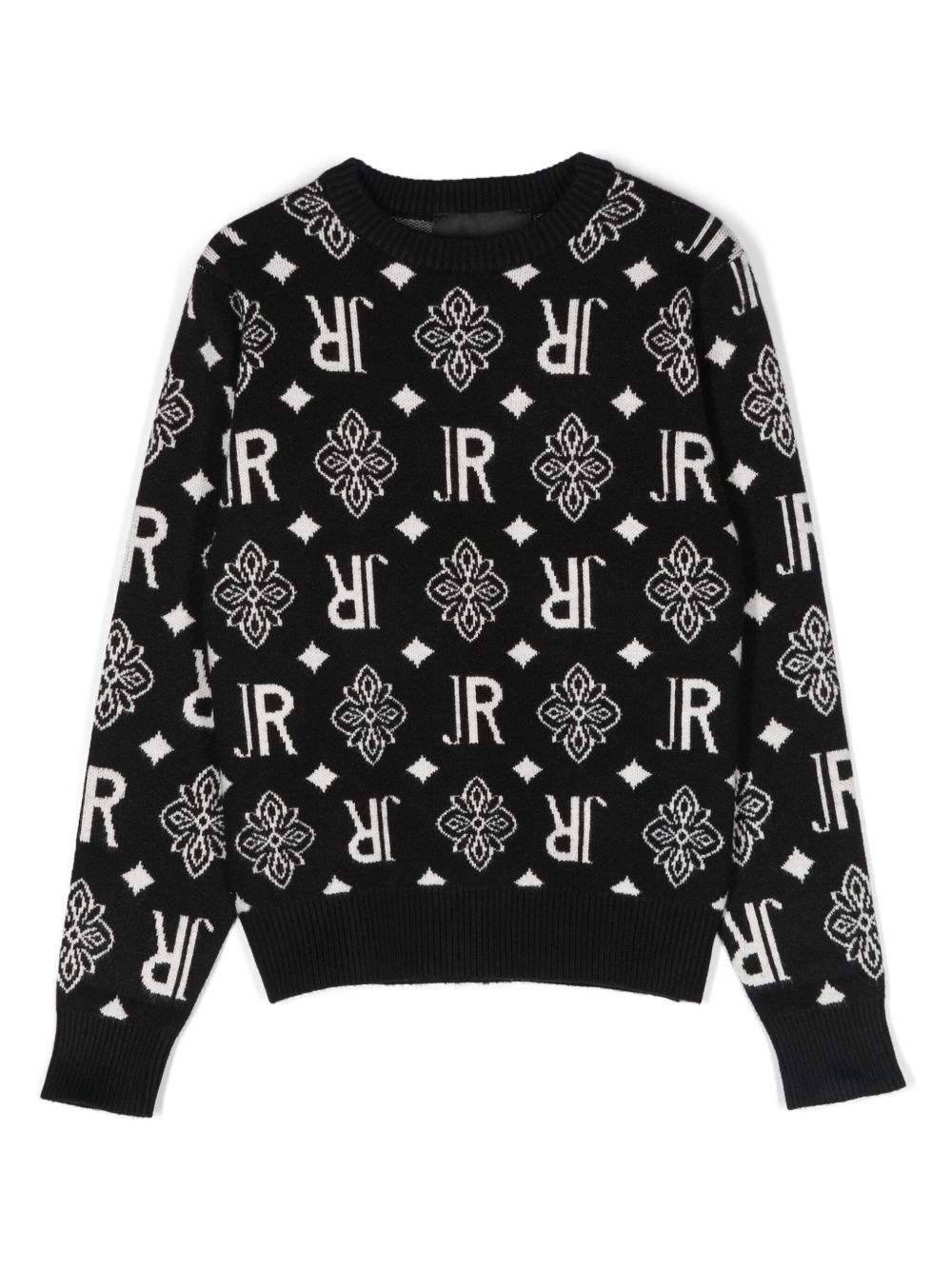 John Richmond Junior logo嵌花毛衣 - 黑色