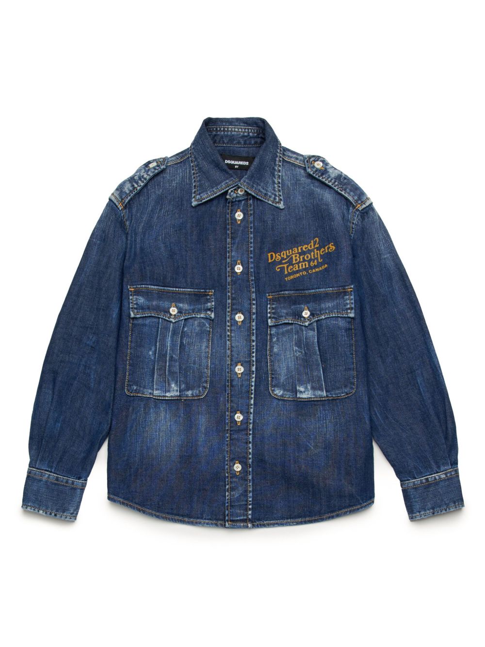 DSQUARED2 KIDS 纽扣牛仔衬衫 - 蓝色