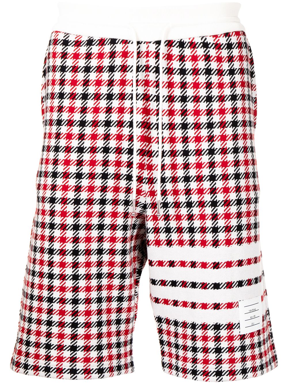 Thom Browne 4-Bar 条纹格纹短裤 - 红色
