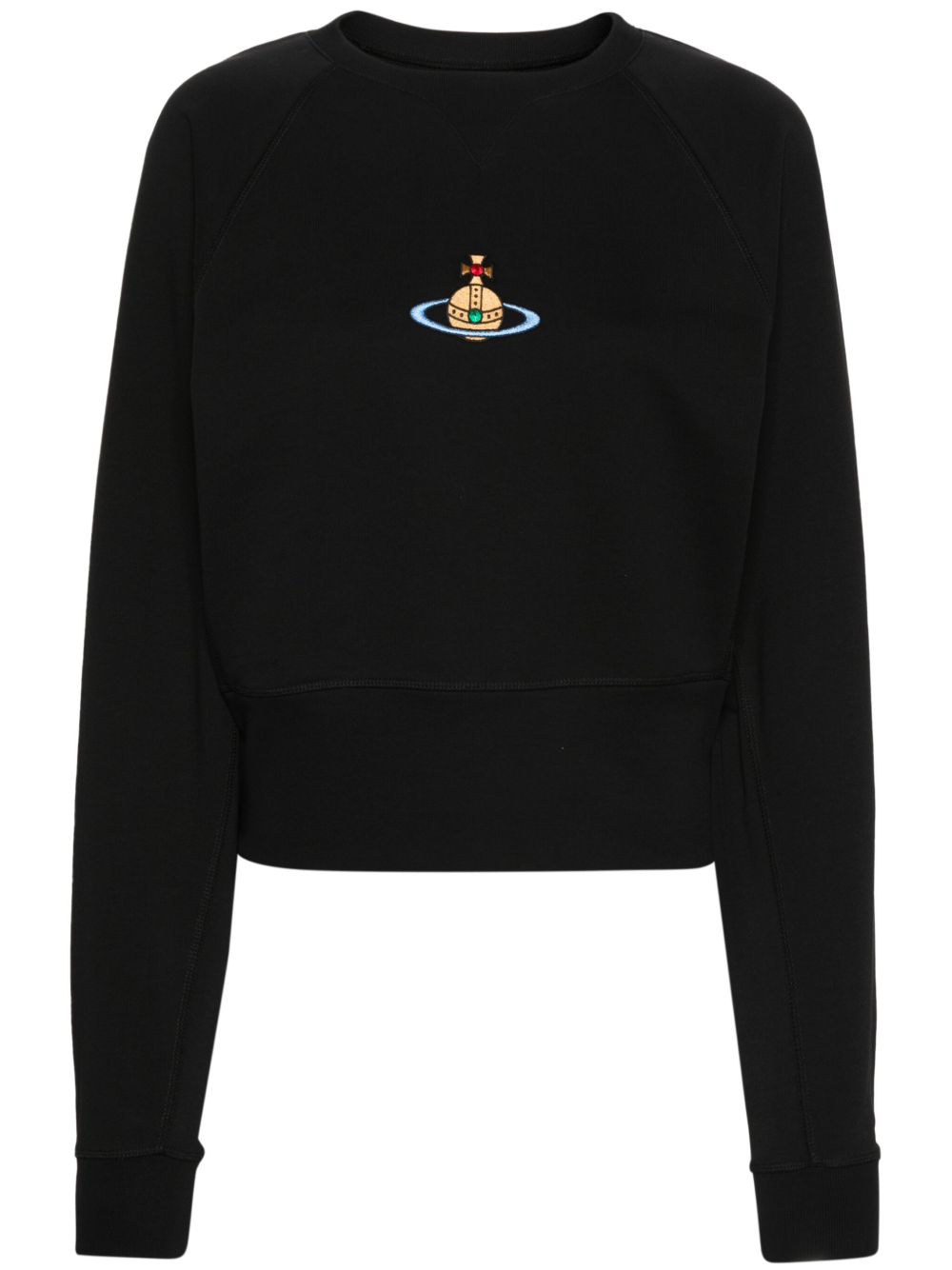 Vivienne Westwood 土星logo刺绣棉卫衣 - 黑色