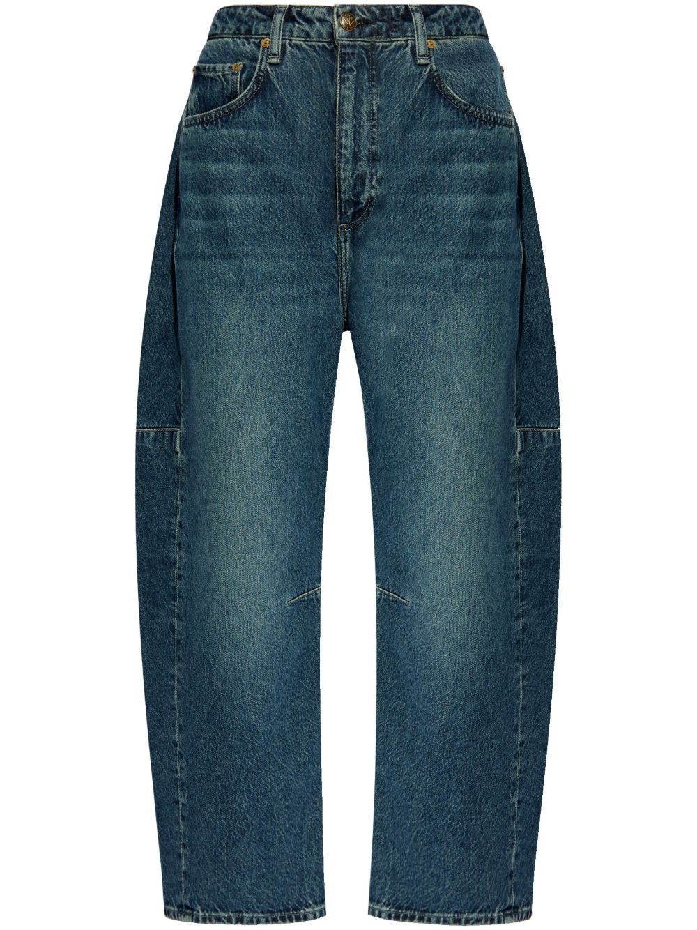 rag & bone 高腰露踝棉牛仔裤 - 蓝色
