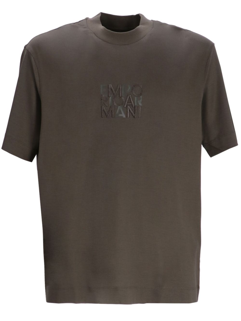 Emporio Armani logo刺绣T恤 - 灰色