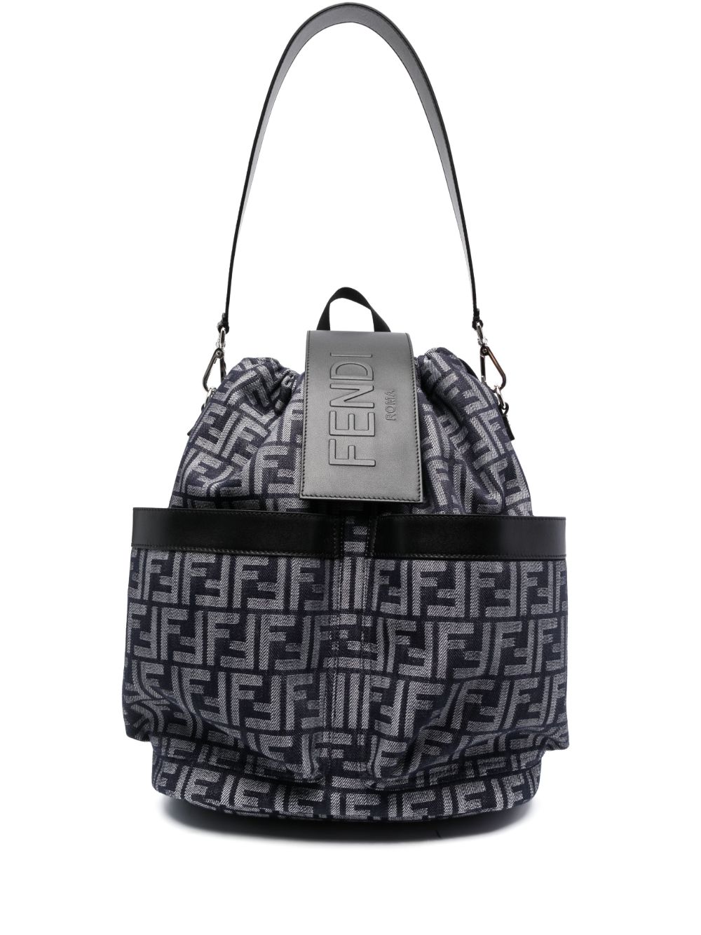 FENDI 经典logo图案双肩包 - 蓝色
