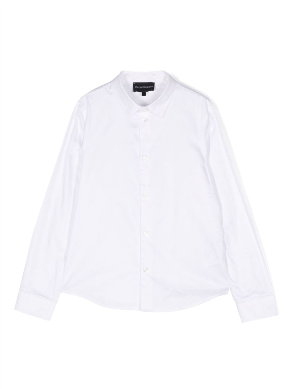 Emporio Armani Kids logo提花棉衬衫 - 白色
