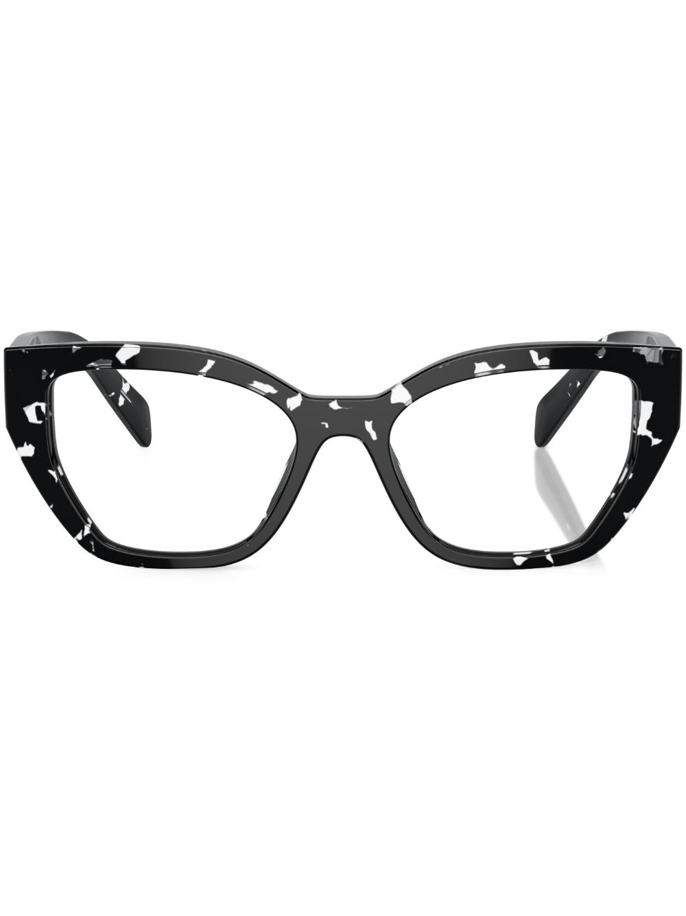 Prada Eyewear 玳瑁纹几何形镜框眼镜 - 黑色