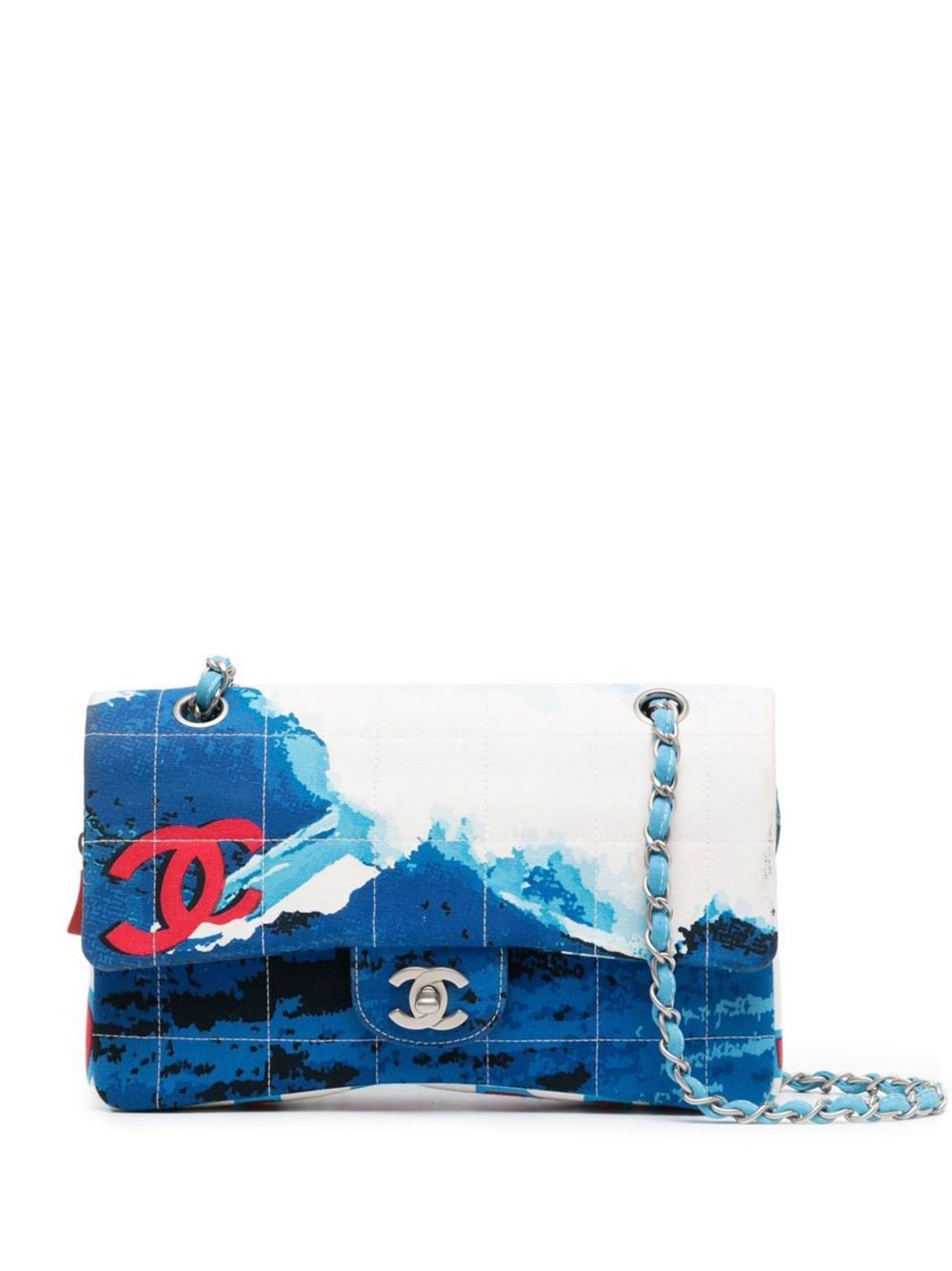 CHANEL Pre-Owned 2002 Surf line Choco Bar Flap shoulder bag - 蓝色