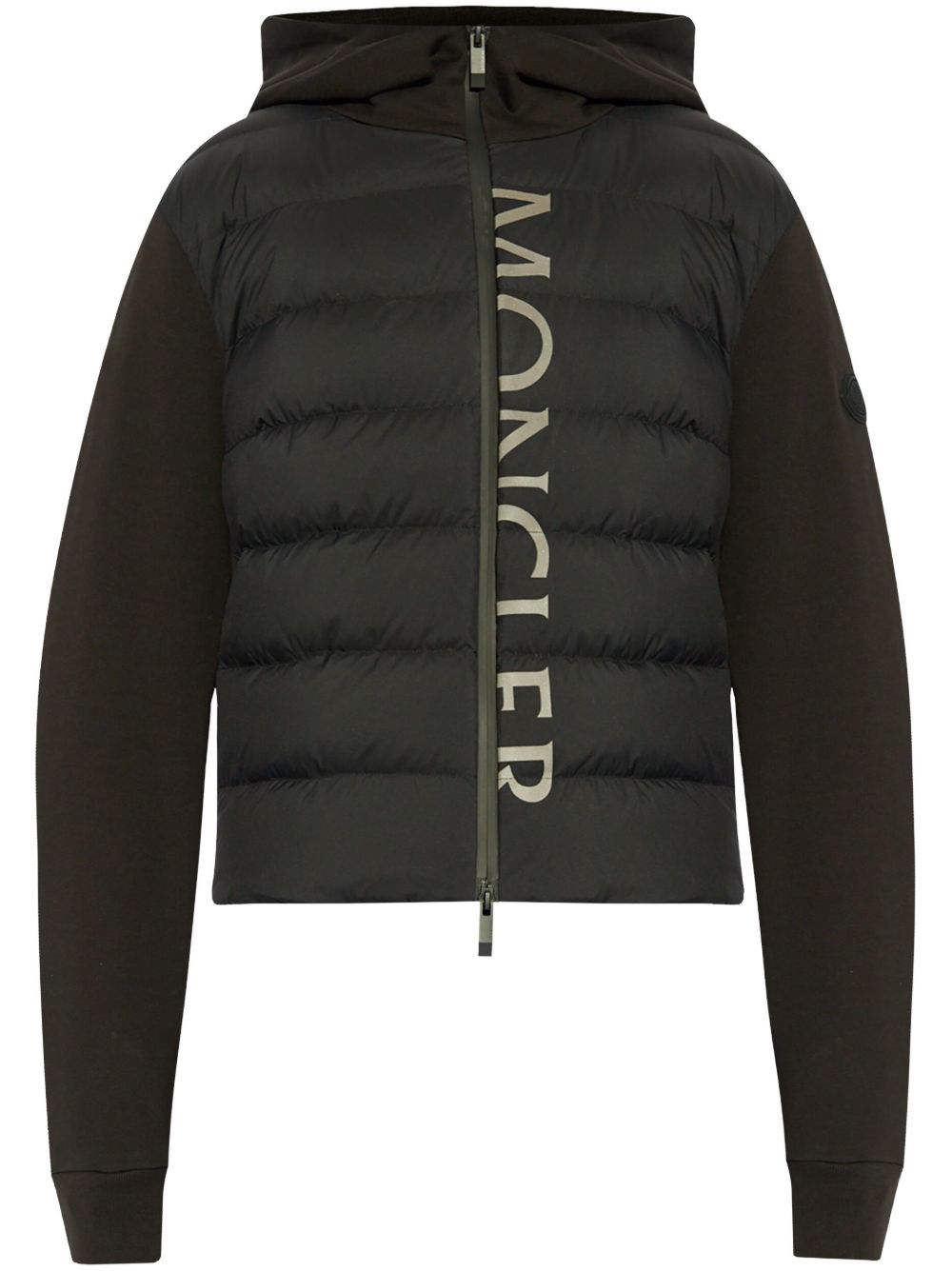Moncler logo印花连帽填充夹克 - 黑色