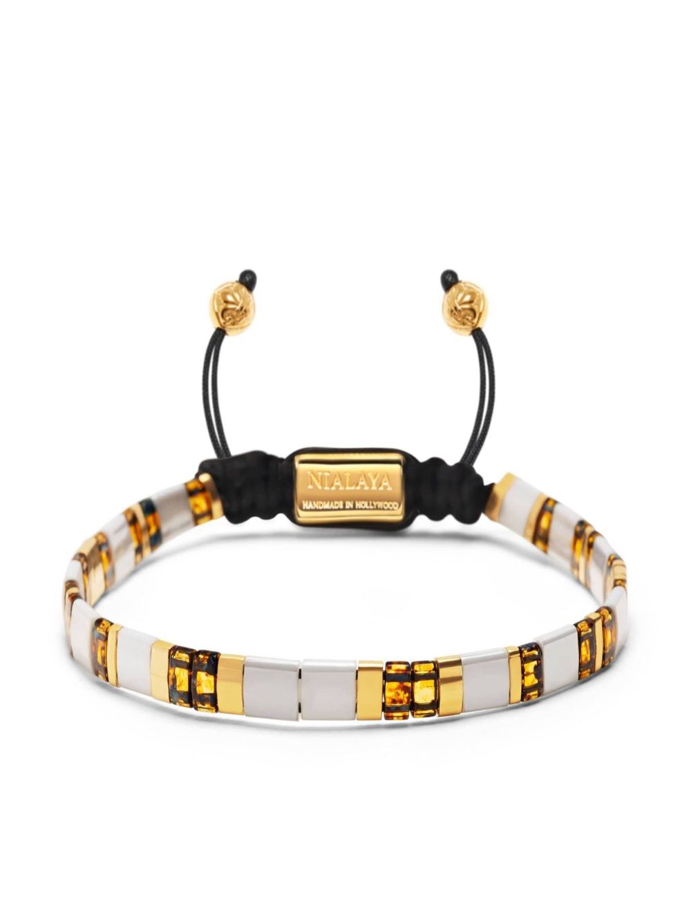 Nialaya Jewelry logo雕刻珠饰手链 - 白色