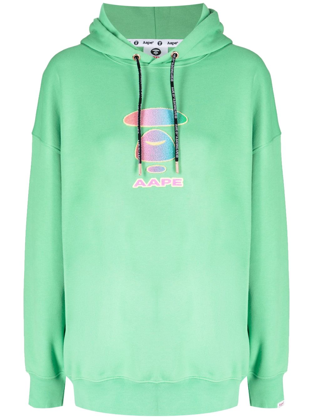 AAPE BY *A BATHING APE® logo印花抽绳连帽衫 - 绿色