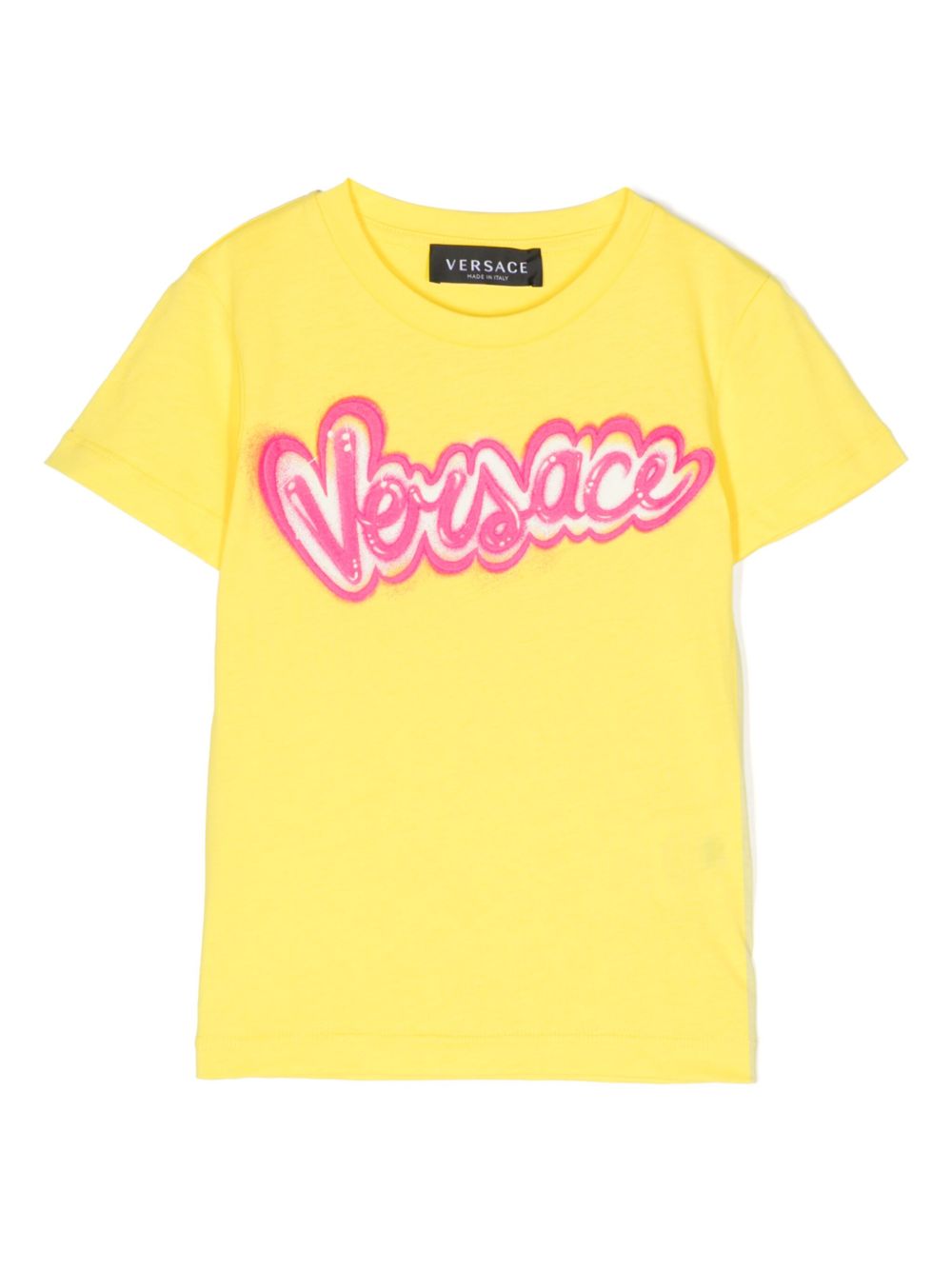 Versace Kids logo印花棉T恤 - 黄色
