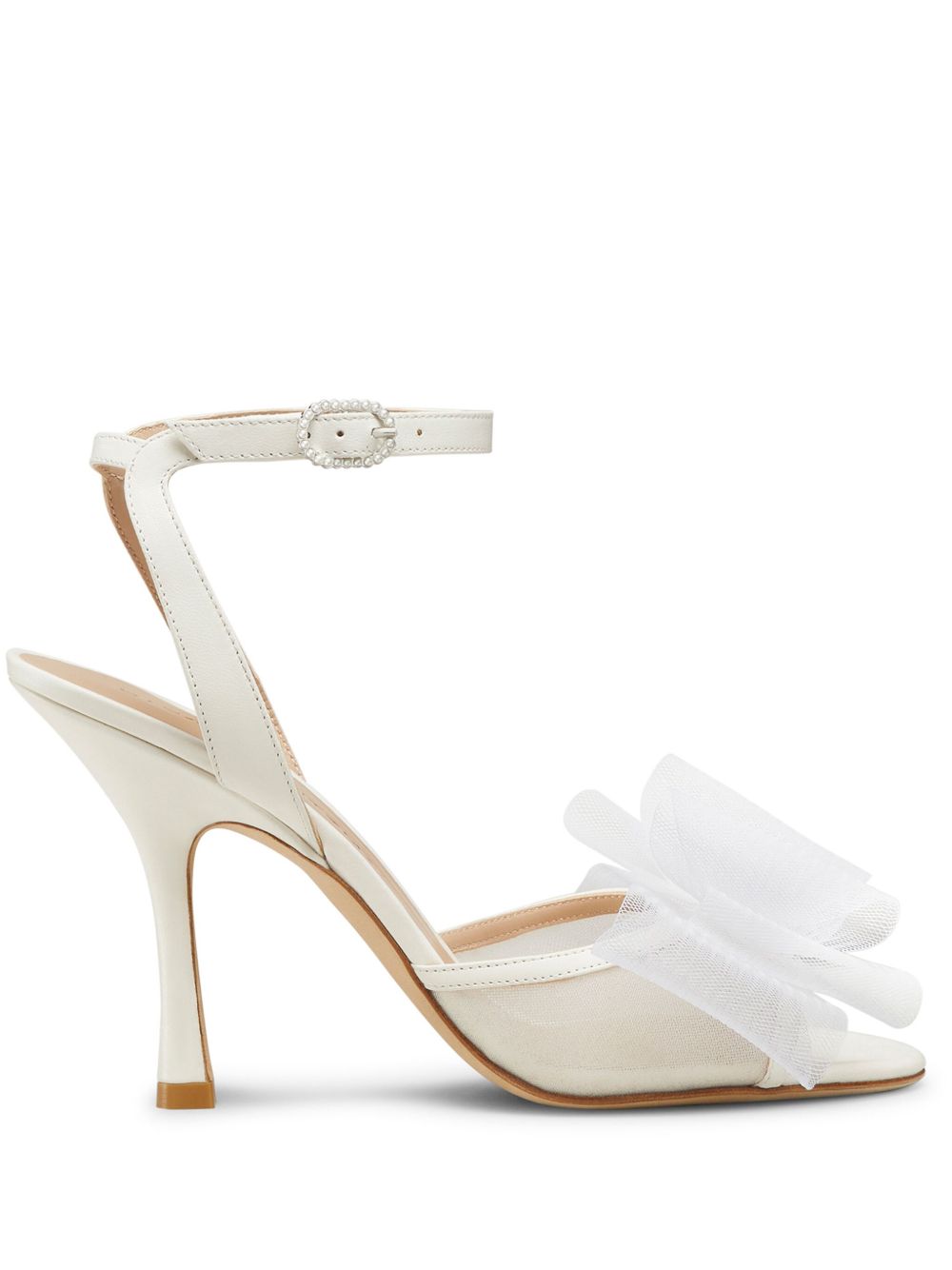 Stuart Weitzman Blushing Bow 高跟凉鞋（10厘米） - 白色