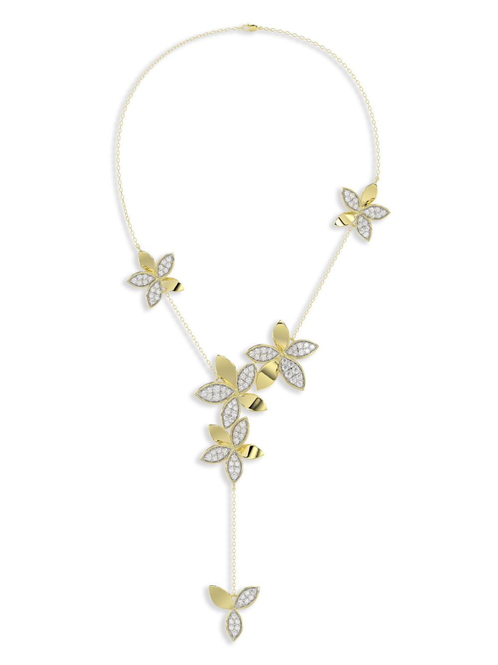 Marchesa 18K黄金花卉钻石项链 - 金色