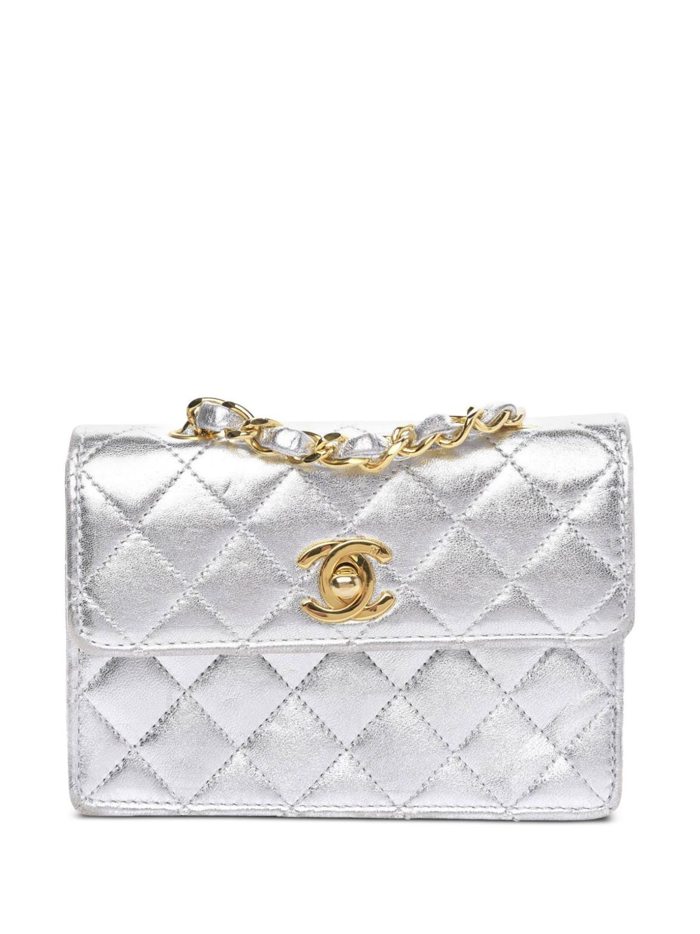 CHANEL Pre-Owned Classic Flap 迷你单肩包（1990年代典藏款） - 银色