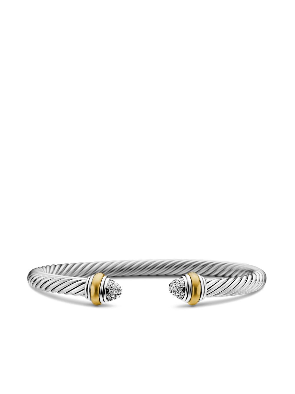 David Yurman 14K黄金纯银 Classic Cable 钻石手链 - 银色