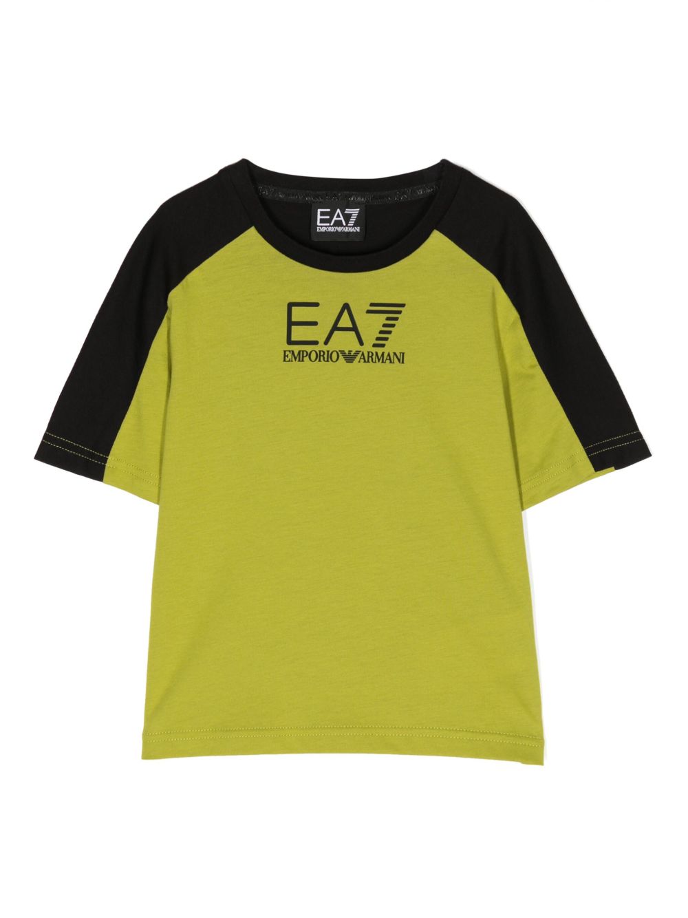Emporio Armani Kids logo印花棉T恤 - 绿色