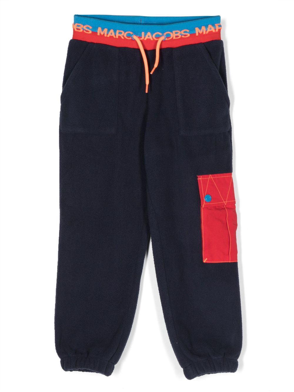 Marc Jacobs Kids logo裤腰抓绒长裤 - 蓝色