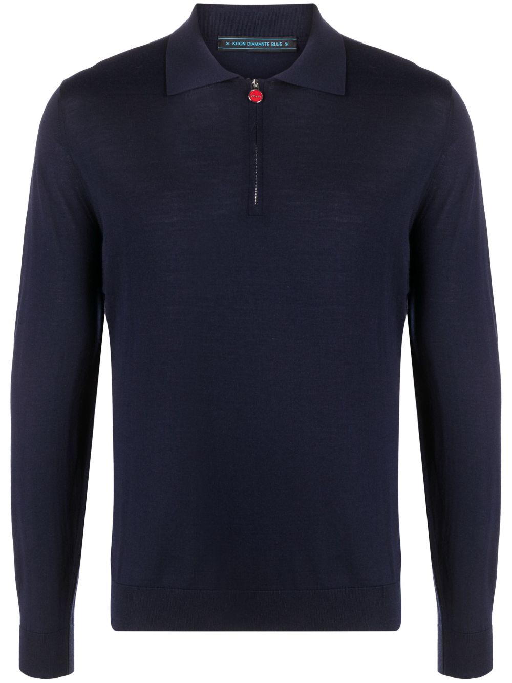 Kiton 拉链领羊毛polo衫 - 蓝色