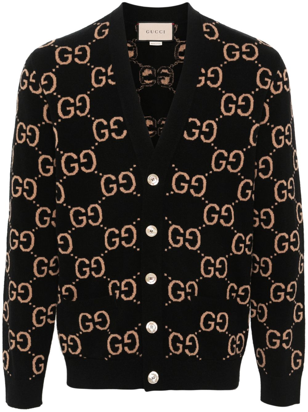 Gucci GG 图案羊毛开衫 - 黑色