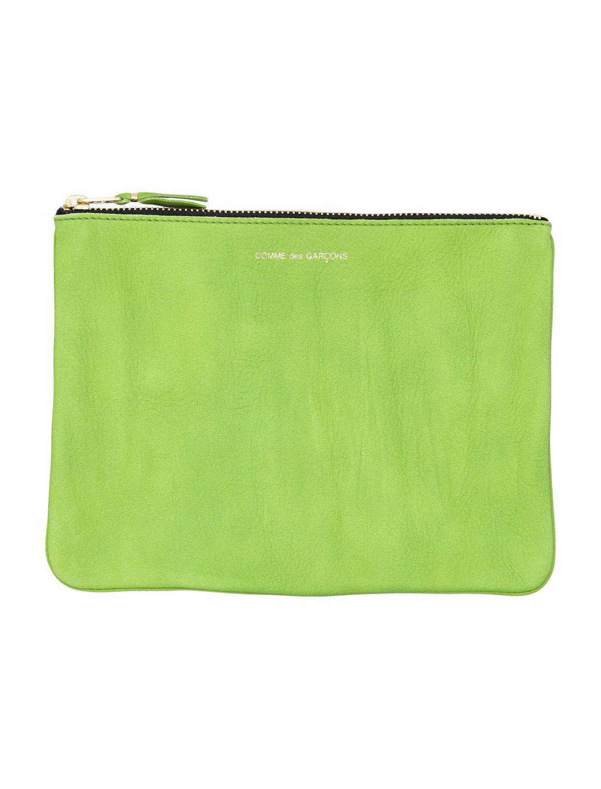 Comme des Garçons Wallet Logo Printed Zip-up Pouch
