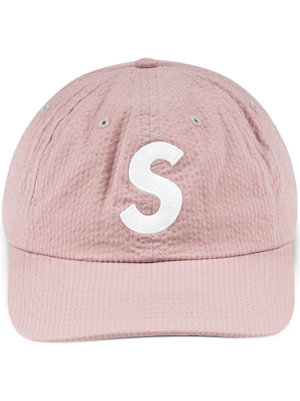 Supreme logo刺绣泡泡纱棒球帽 - 粉色