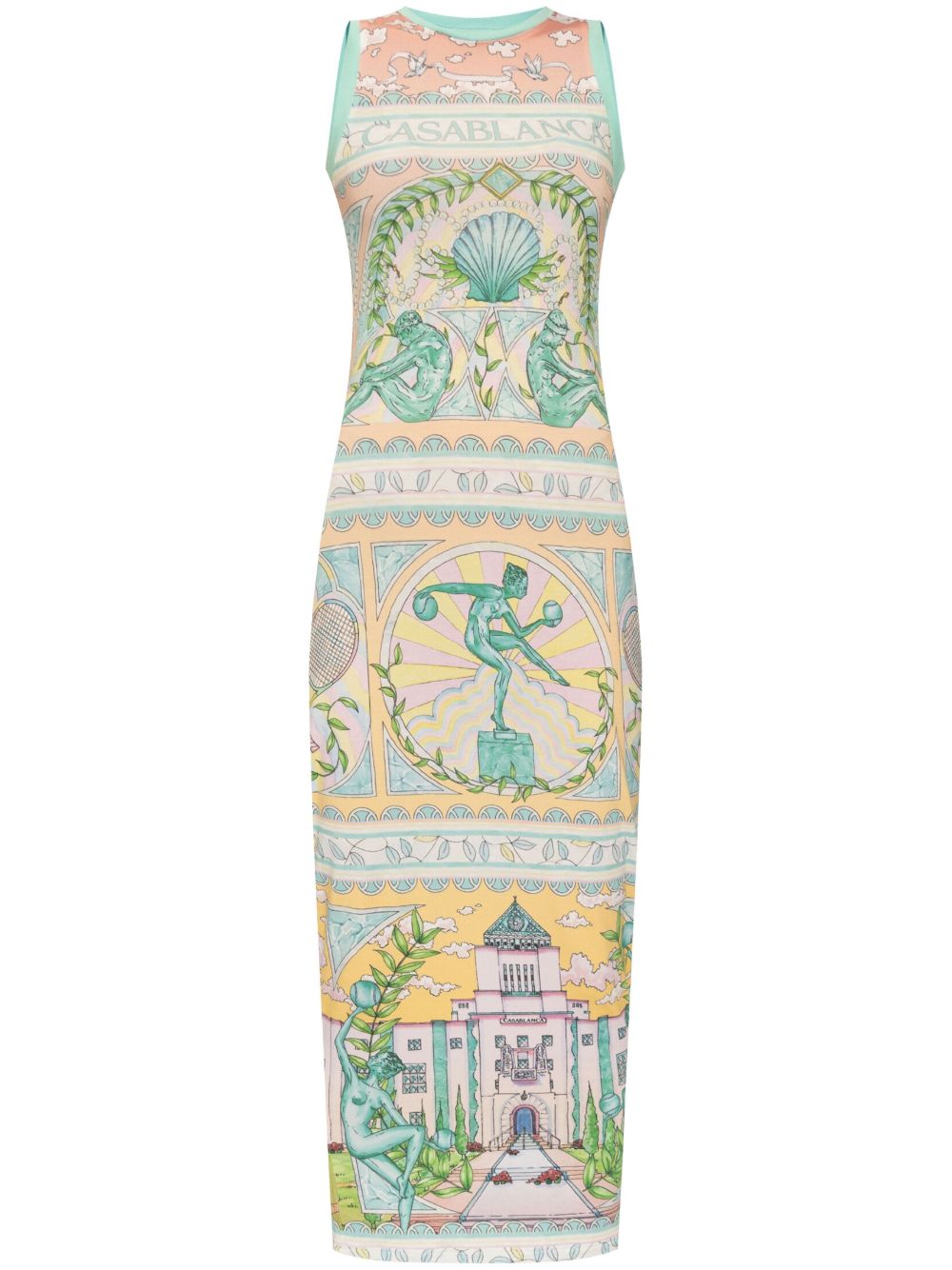 Casablanca Vase 印花超长连衣裙 - 粉色